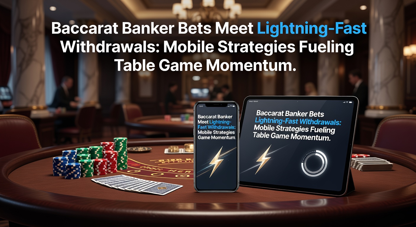 Smartphone zeigt Baccarat-Tisch mit Banker-Wette und Auszahlungs-App im Vordergrund